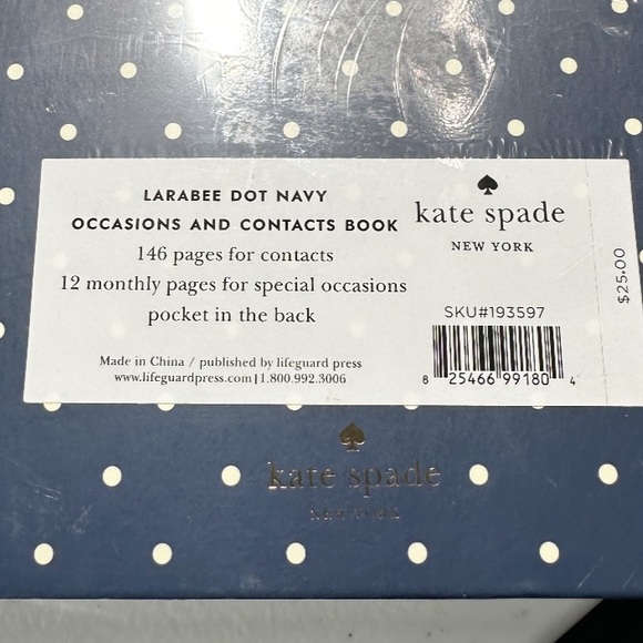 NEW ♠️ Kate Spade ♠️ OCCASSIONS AND CONTACTS ADDRESS BOOK Larabee Dot Navy - Picture 4 of 4